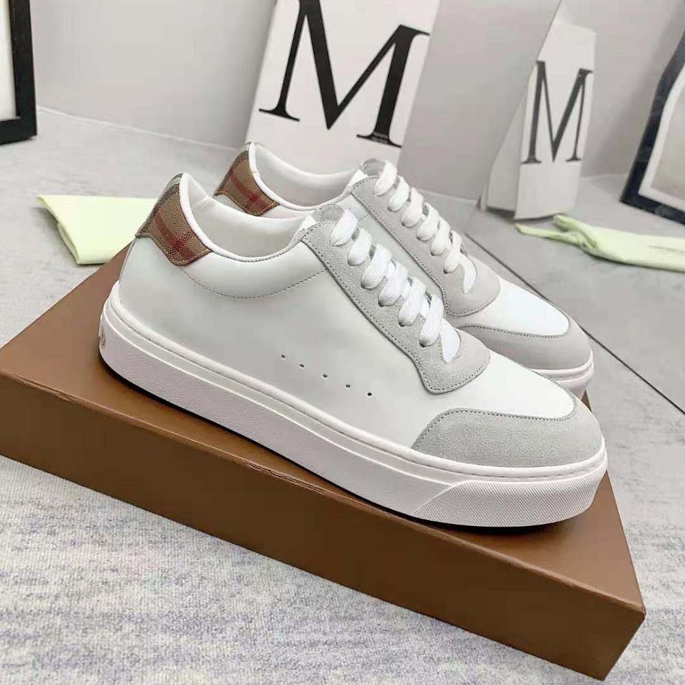 Burberry Men Leather Suede and Check Cotton Sneakers - image 4