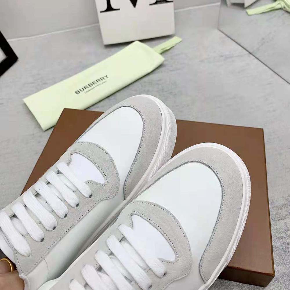 Burberry Men Leather Suede and Check Cotton Sneakers - image 8
