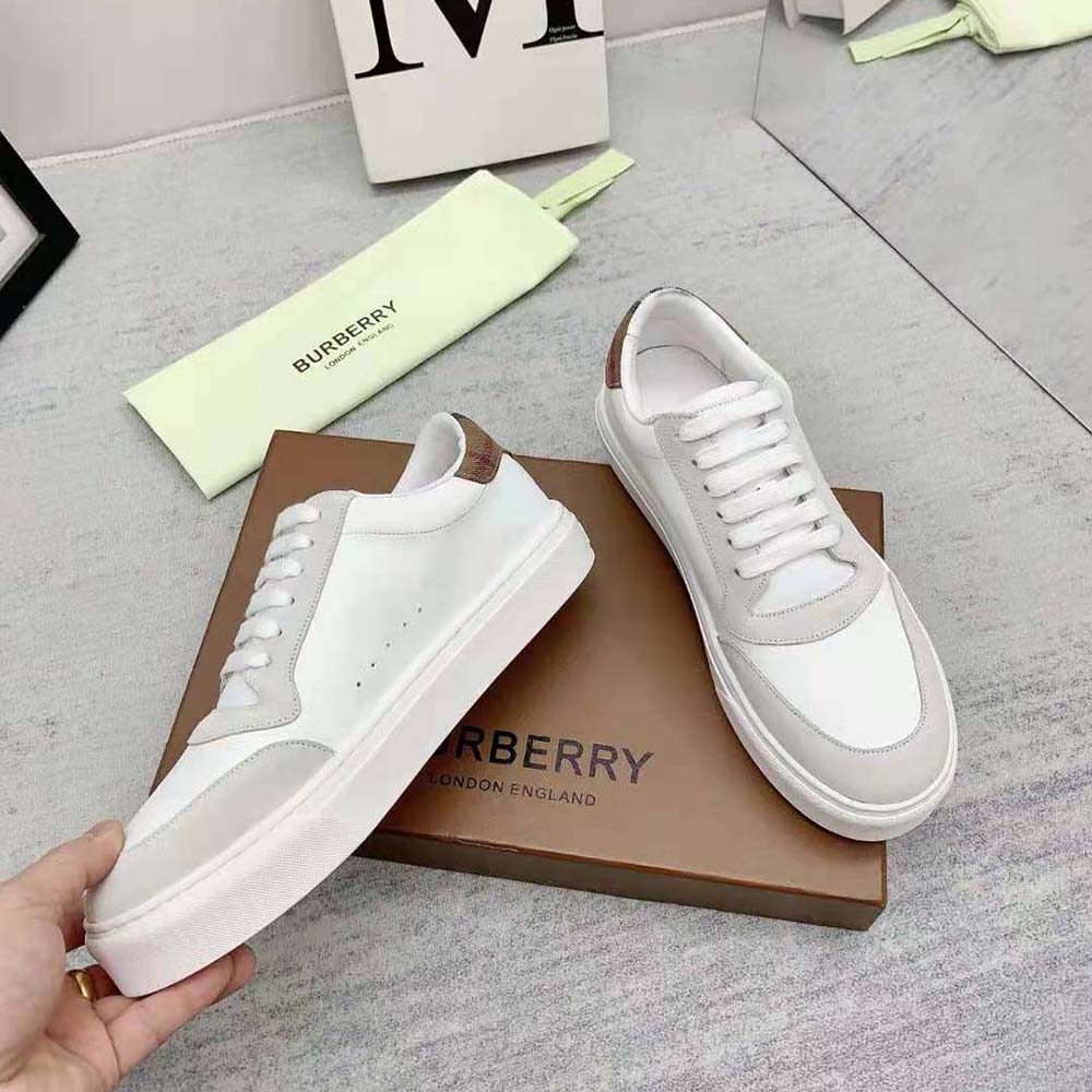 Burberry Men Leather Suede and Check Cotton Sneakers - image 5