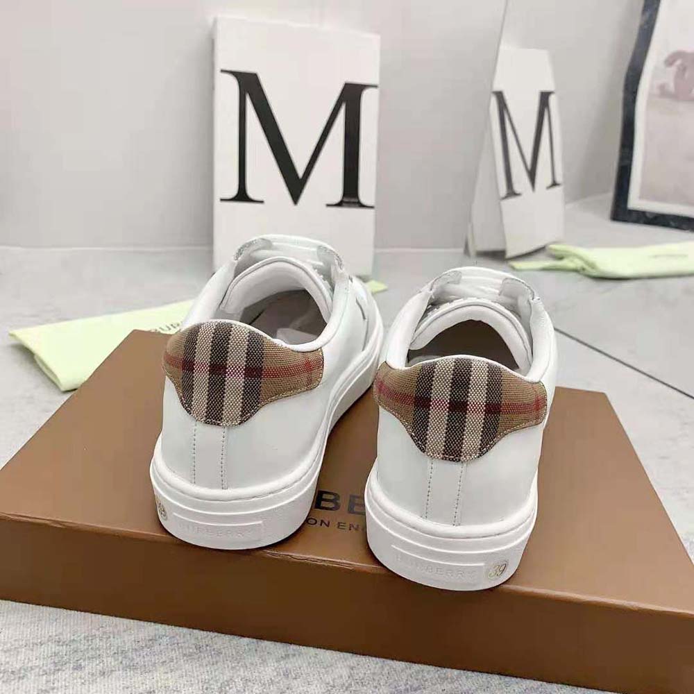 Burberry Men Leather Suede and Check Cotton Sneakers - image 7