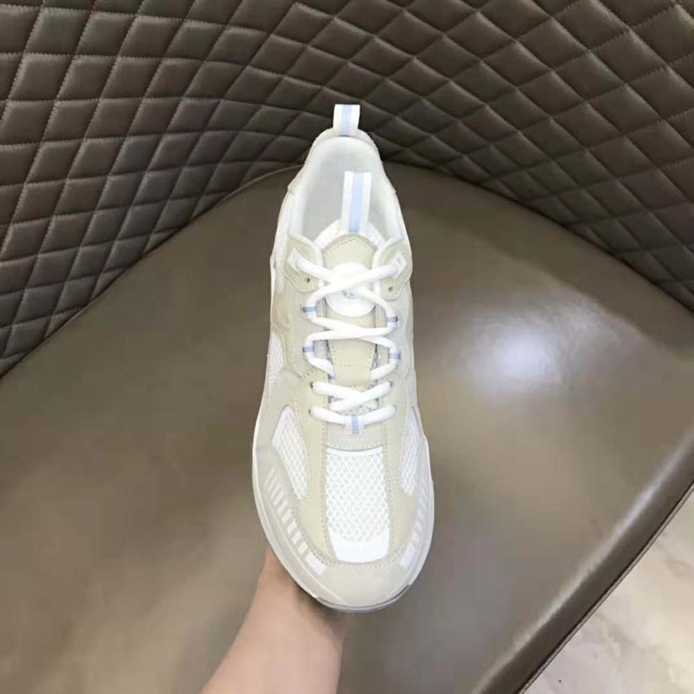 Burberry Men Logo Print Leather Suede and Mesh Sneakers-White - image 7
