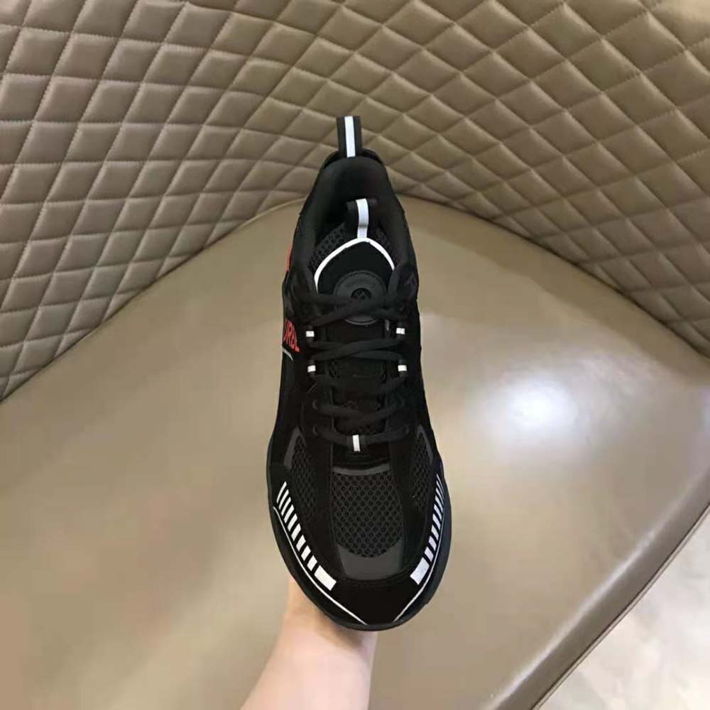Burberry Men Logo Print Suede and Mesh Sneakers-Black - image 9