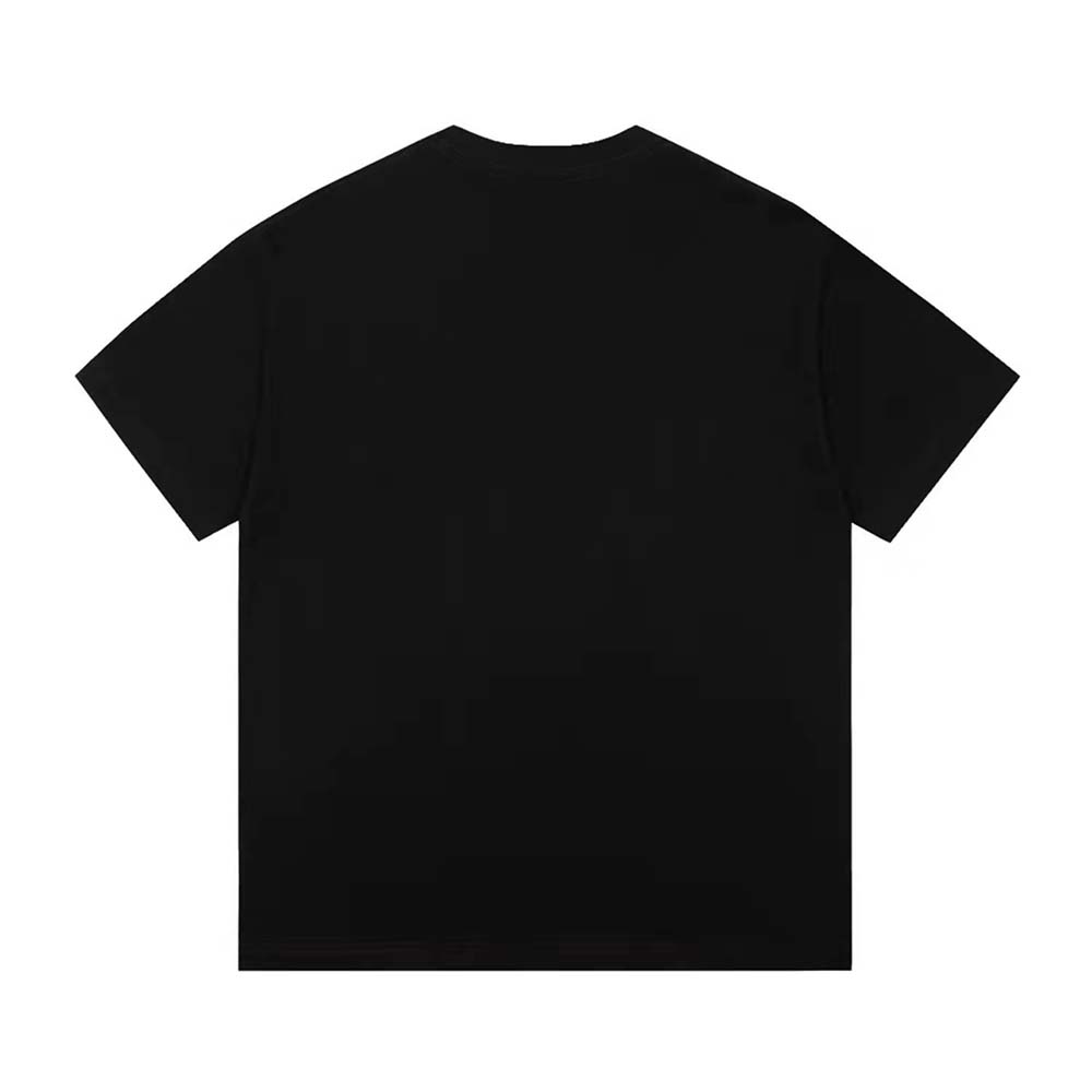 Side angle showing fit of Burberry Men Embroidered Oak Leaf Crest Cotton T-shirt-Black