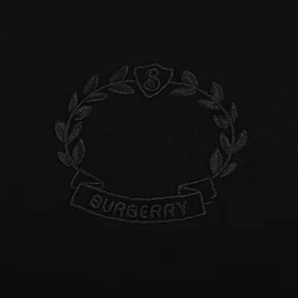 Burberry Men Embroidered Oak Leaf Crest Cotton T-shirt-Black - image 8