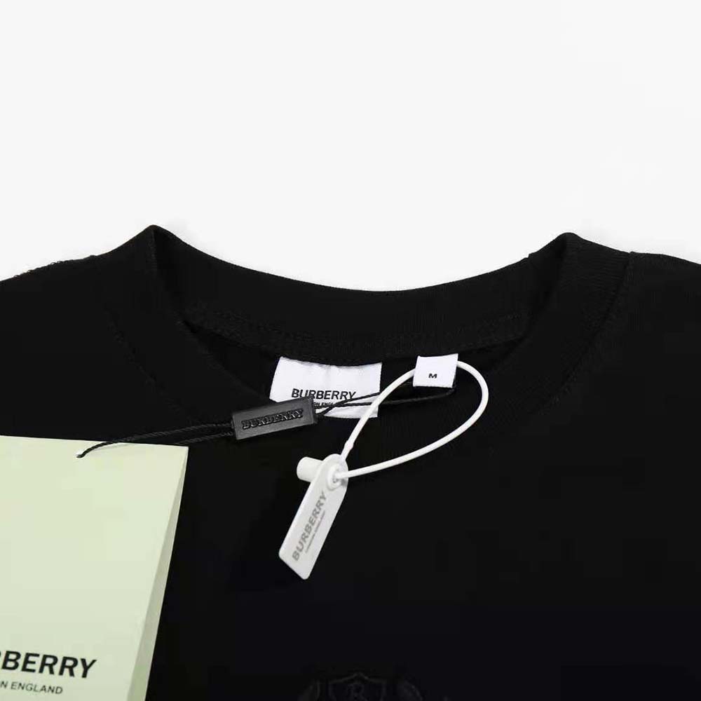 Burberry Men Embroidered Oak Leaf Crest Cotton T-shirt-Black - image 4