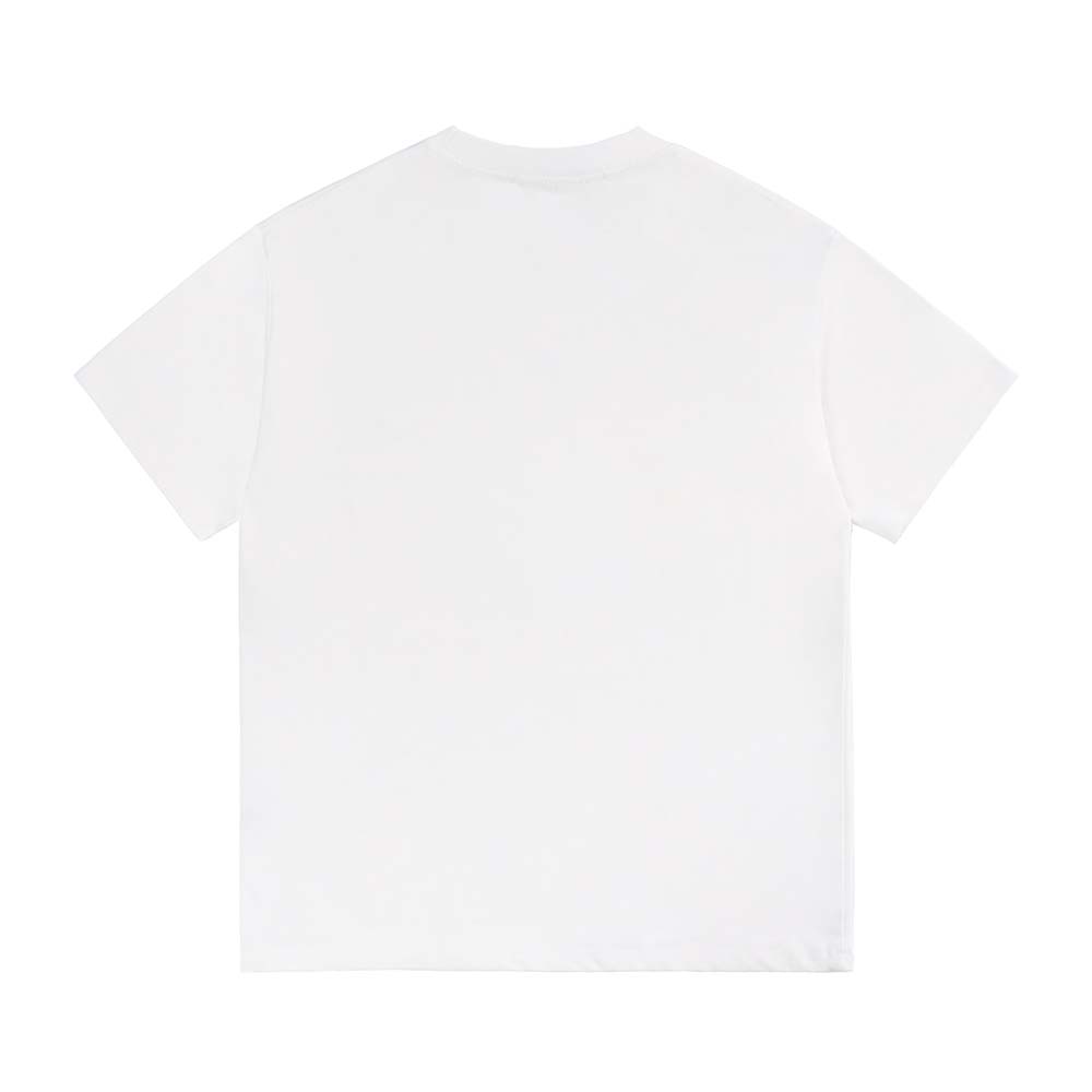 Side angle showing fit of Burberry Men Embroidered Oak Leaf Crest Cotton T-shirt-White