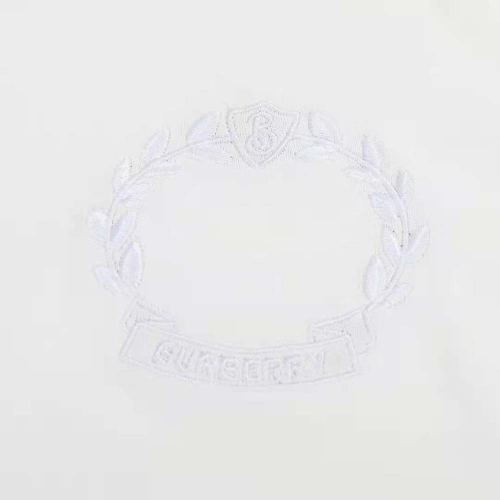 Burberry Men Embroidered Oak Leaf Crest Cotton T-shirt-White - image 4