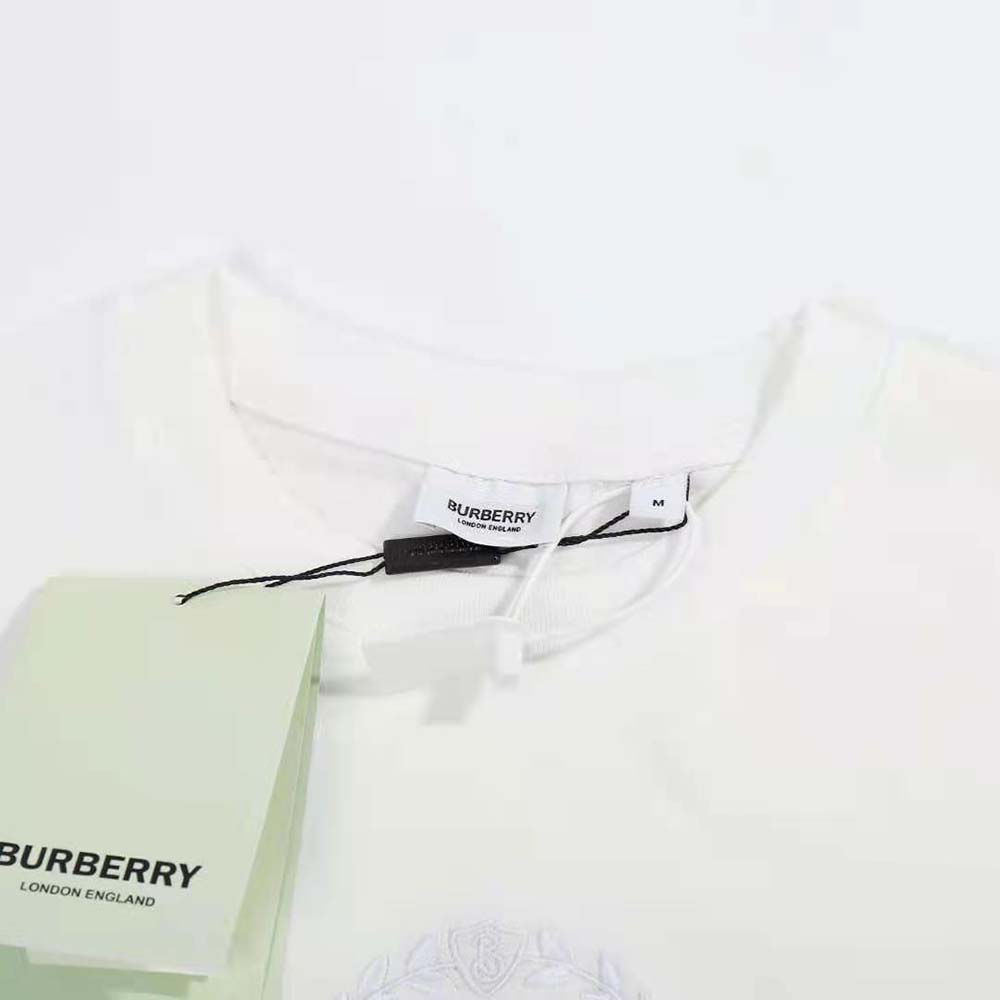 Burberry Men Embroidered Oak Leaf Crest Cotton T-shirt-White - image 9