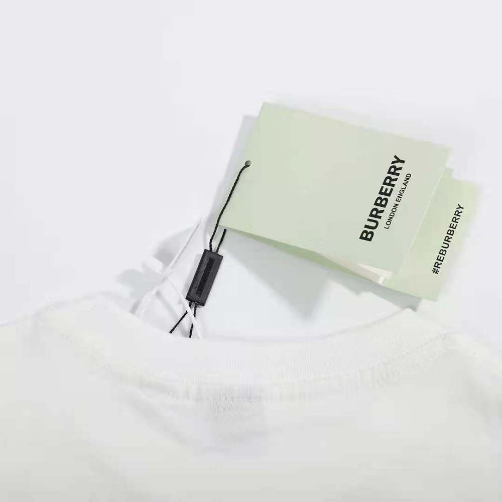Burberry Men Embroidered Oak Leaf Crest Cotton T-shirt-White - image 8