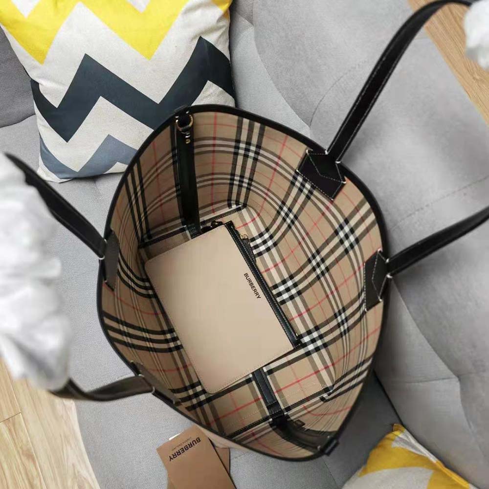 Burberry Women Label Print Cotton Medium London Tote Bag - image 6