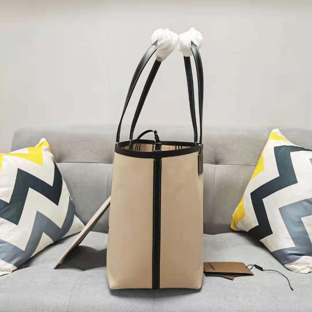 Burberry Women Label Print Cotton Medium London Tote Bag - image 4