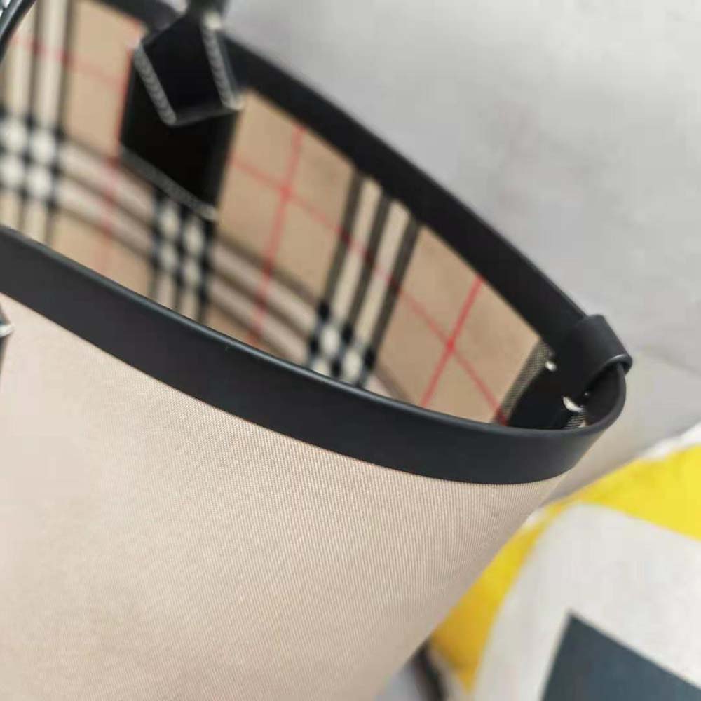 Burberry Women Label Print Cotton Medium London Tote Bag - image 9