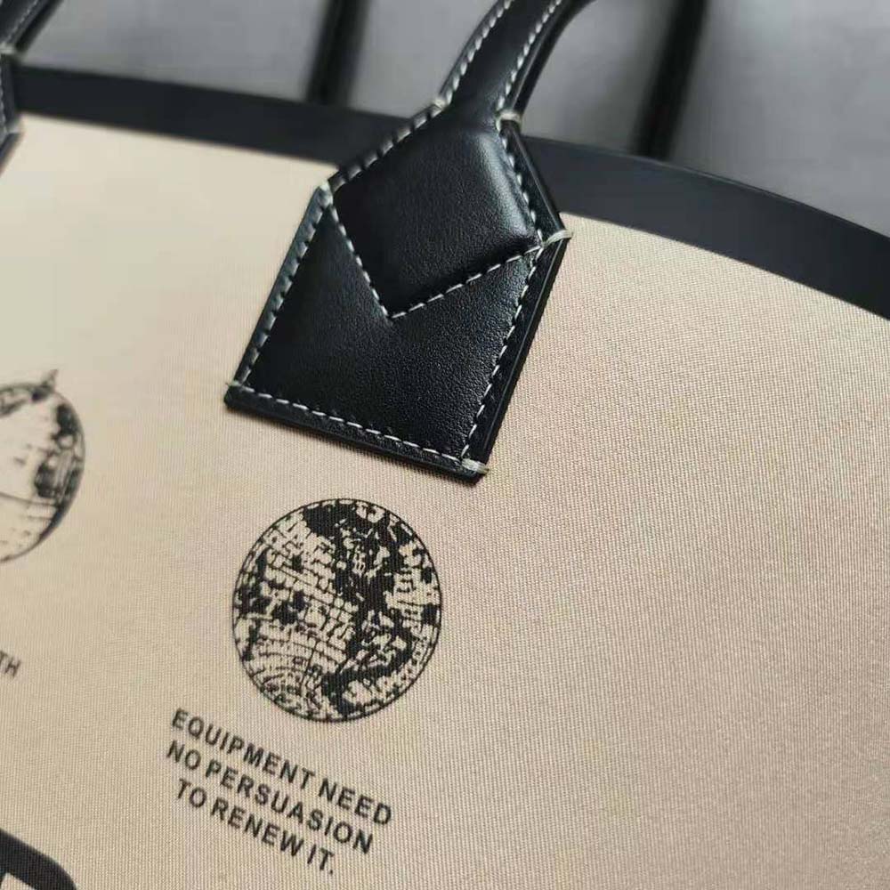 Burberry Women Label Print Cotton and Leather Small London Tote Bag - image 9