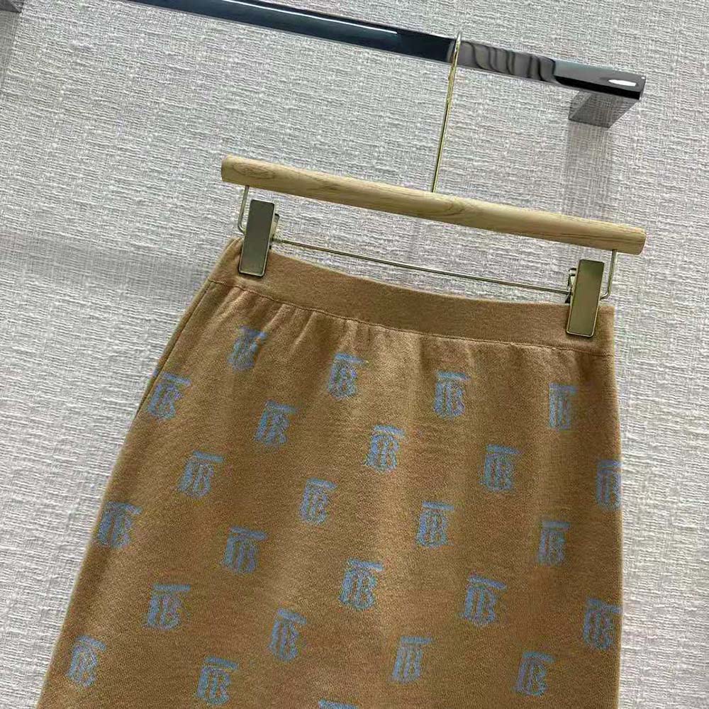 Burberry Women Monogram Wool Silk Blend Jacquard Mini Skirt - image 4