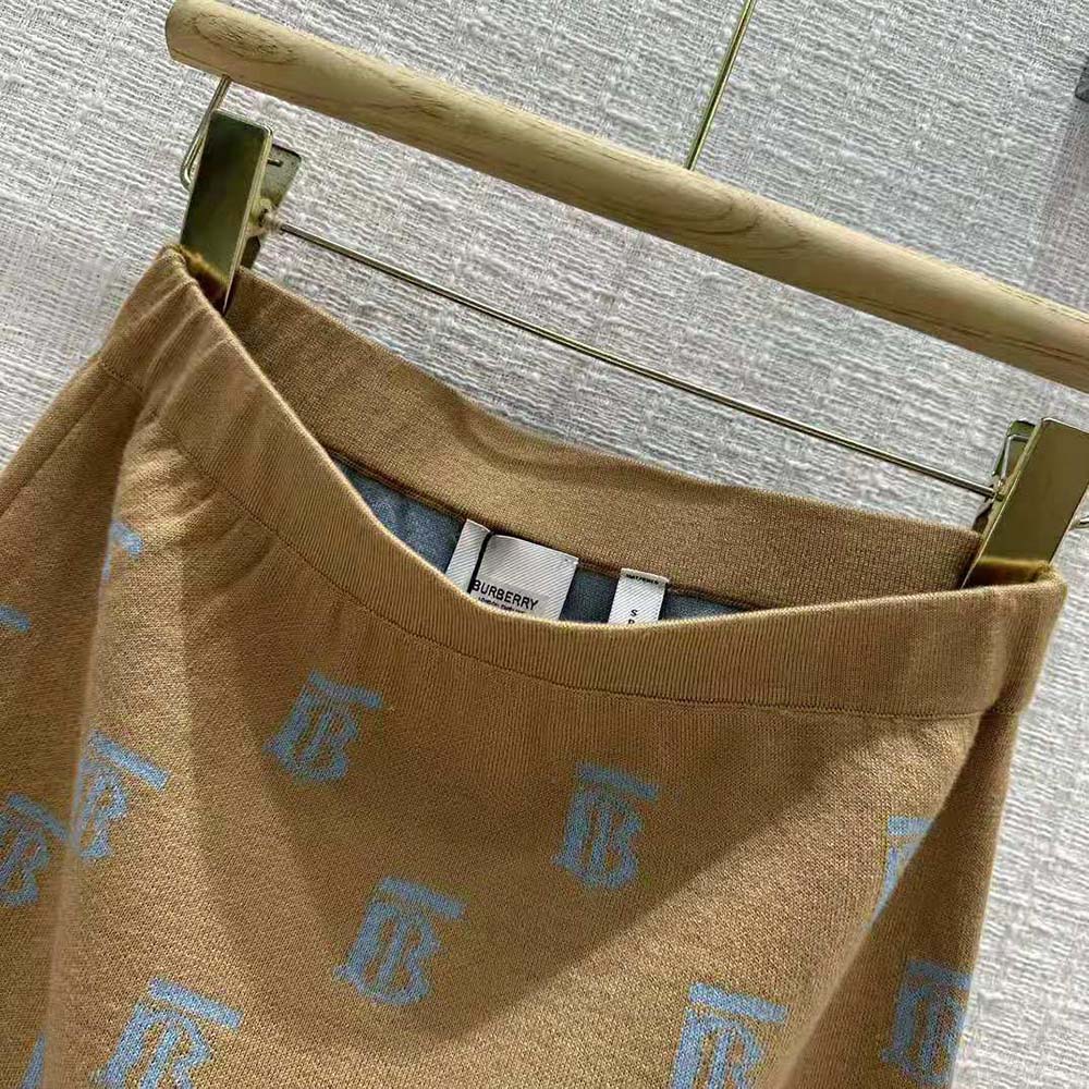 Burberry Women Monogram Wool Silk Blend Jacquard Mini Skirt - image 5