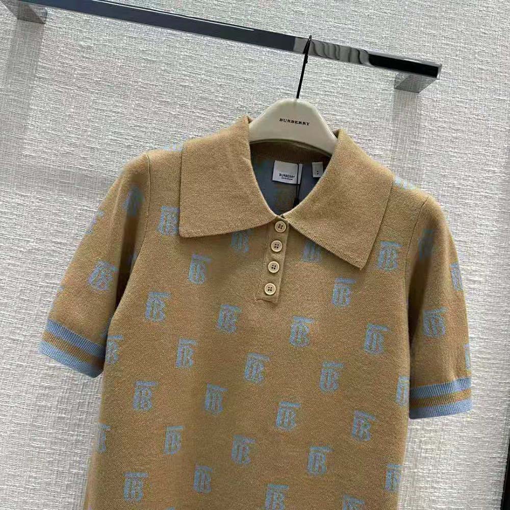Burberry Women Monogram Wool Silk Blend Polo Shirt - image 5
