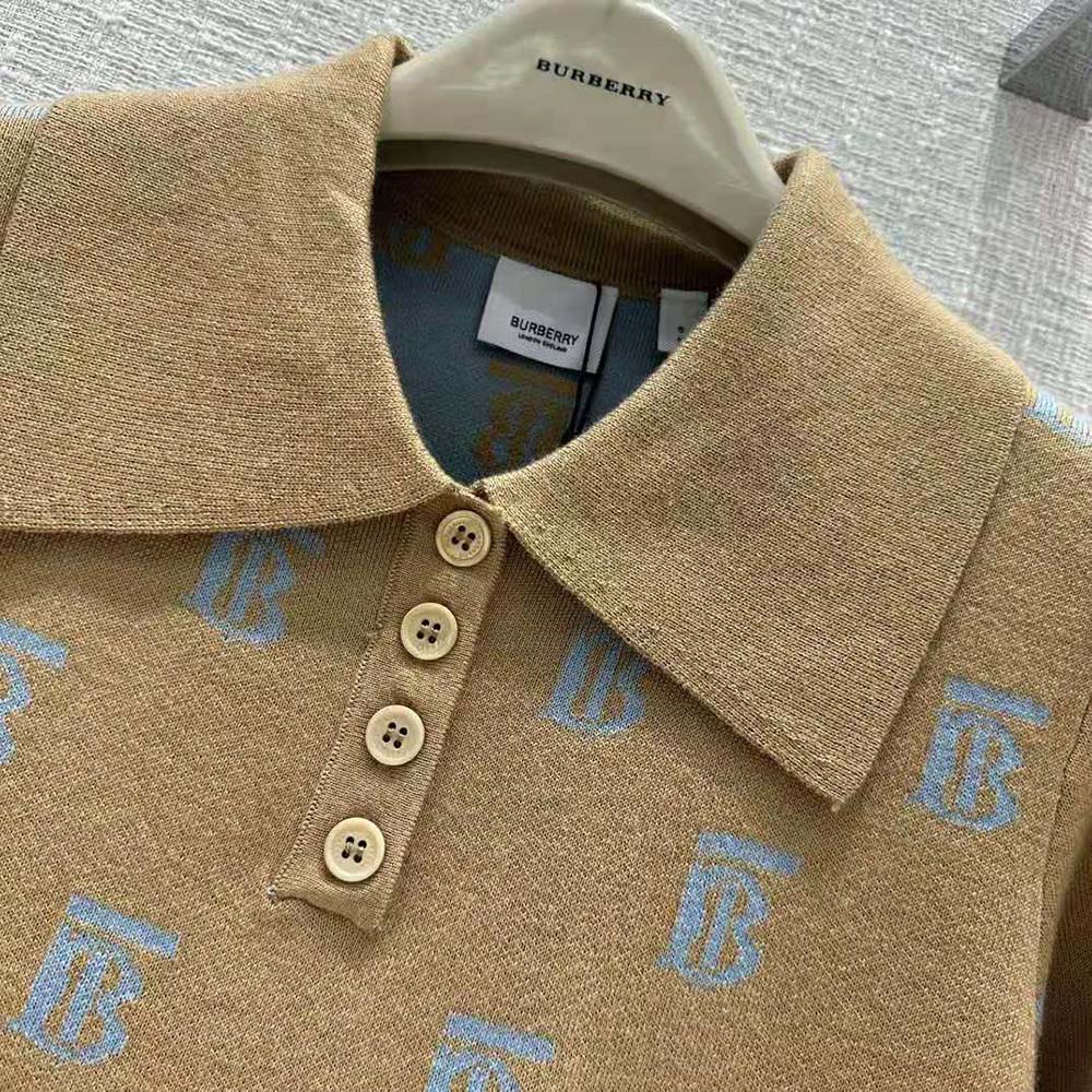 Burberry Women Monogram Wool Silk Blend Polo Shirt - image 6