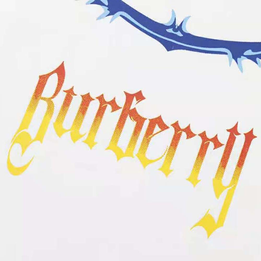 Burberry Men Thorn and Logo Print Cotton Oversized T-shirt-White - image 5