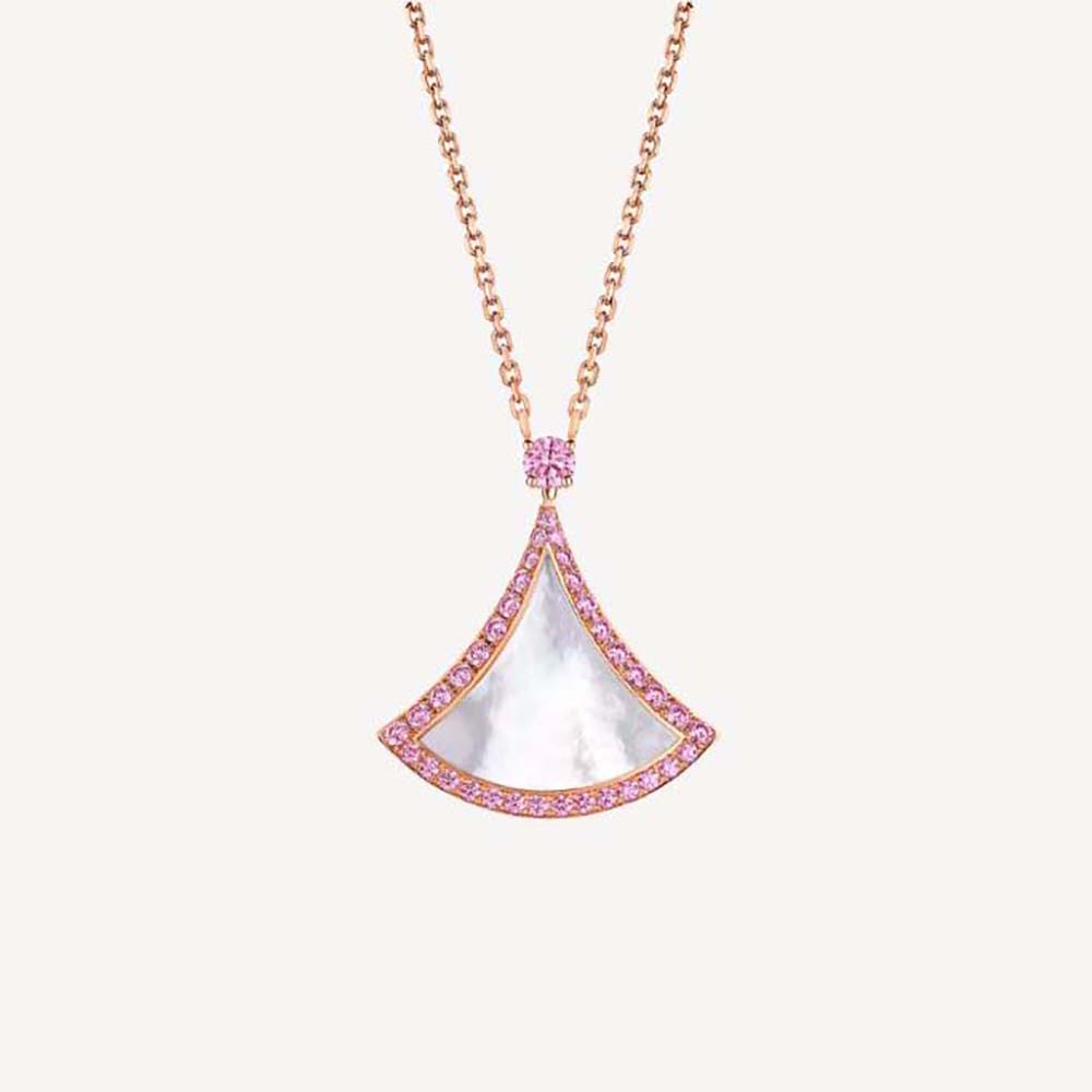 Front view of Bvlgari Women DIVAS’ DREAM Necklace in rose gold and pink