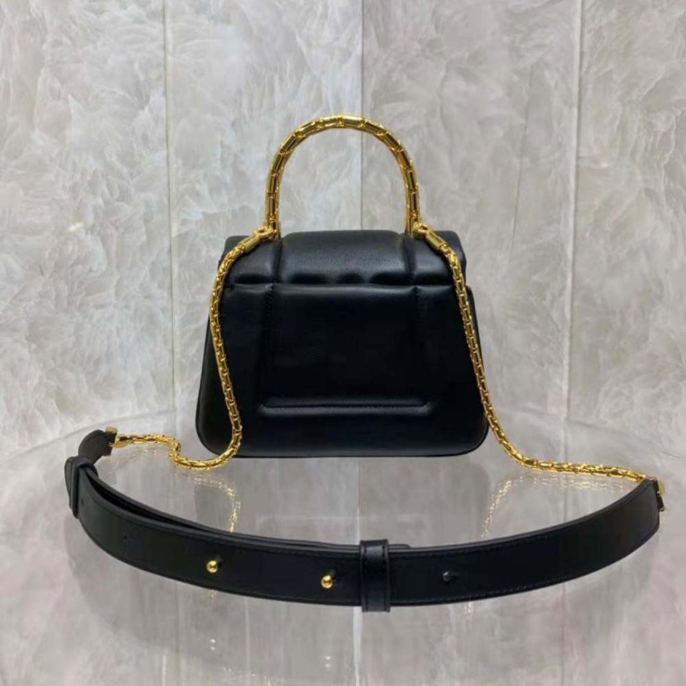 Side profile showing structured silhouette of Bvlgari Women Serpenti Reverse Top Handle-Black