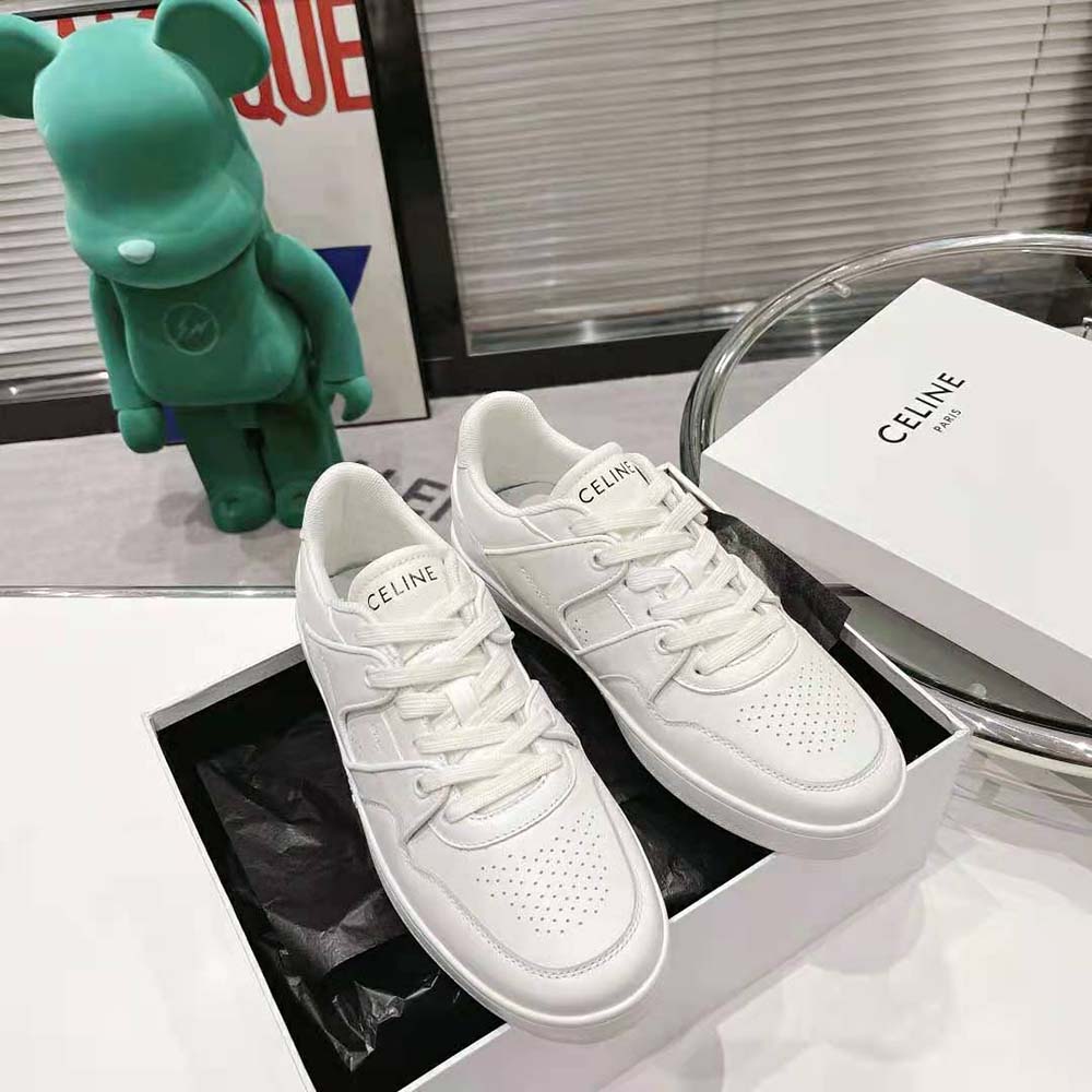 Overhead view showing sole and interior of Celine Men CT-04 white sneaker