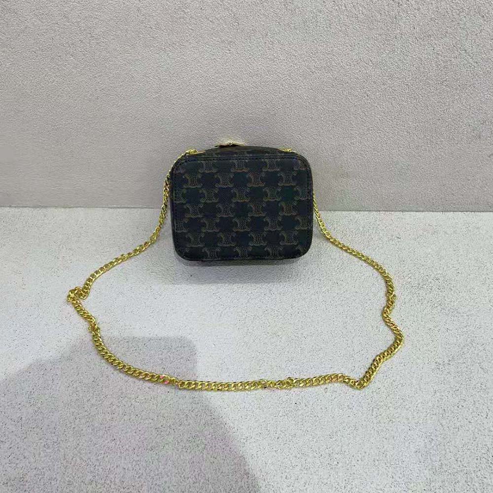 Celine Women Box on Chain Cuir Triomphe in Triomphe Canvas and Calfskin - image 4