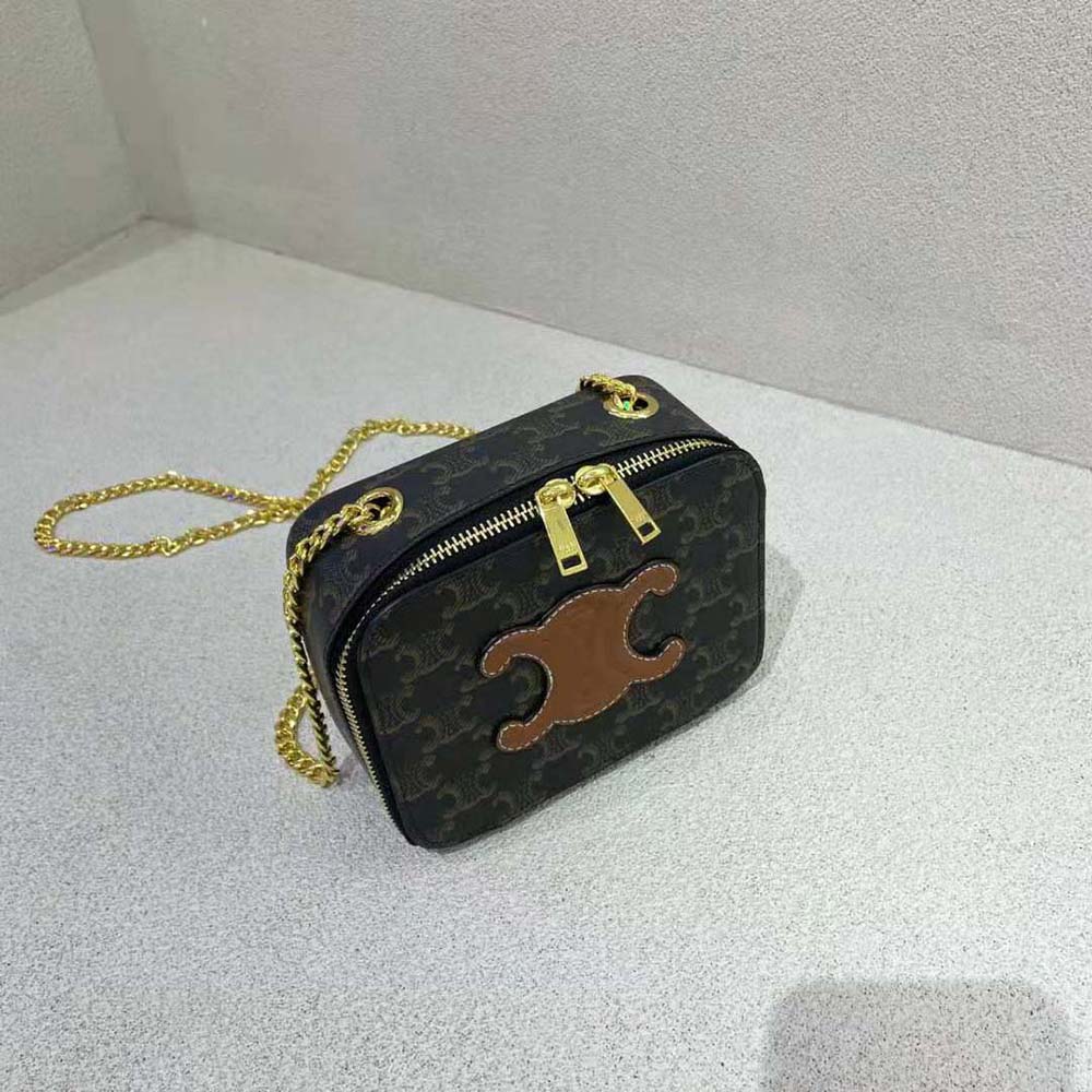 Celine Women Box on Chain Cuir Triomphe in Triomphe Canvas and Calfskin - image 6