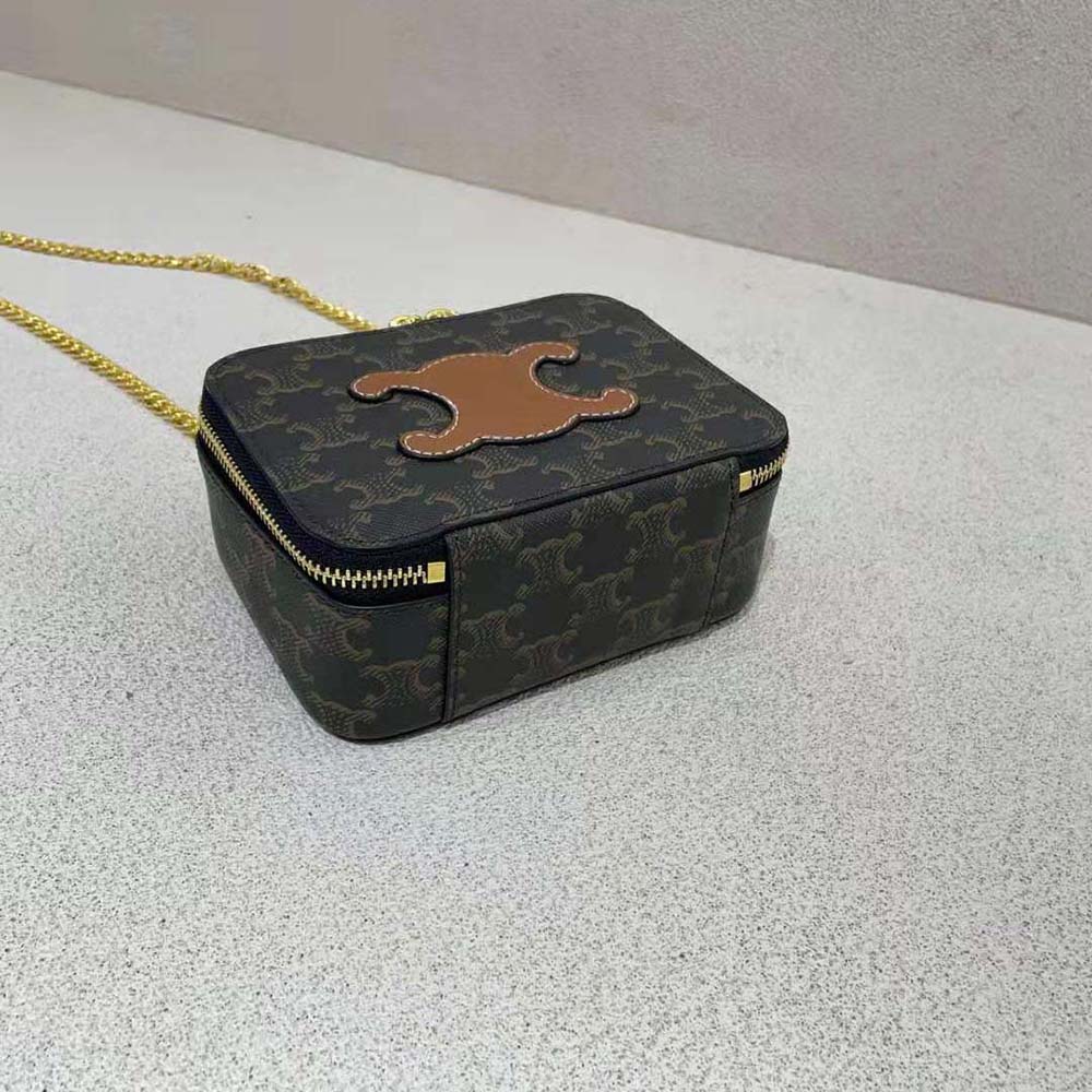 Celine Women Box on Chain Cuir Triomphe in Triomphe Canvas and Calfskin - image 5