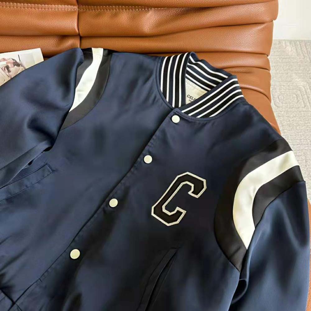 Celine Women Cropped Bomber Jacket in Thick Satin - image 5