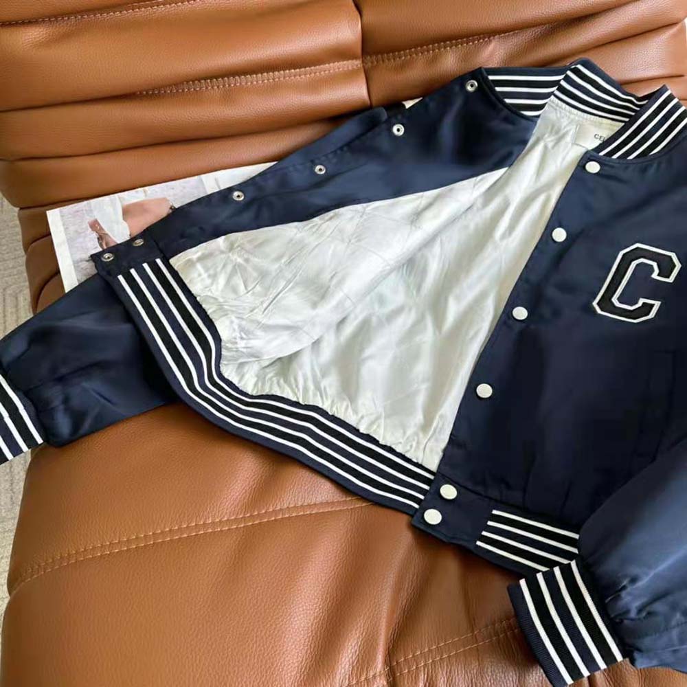 Celine Women Cropped Bomber Jacket in Thick Satin - image 7