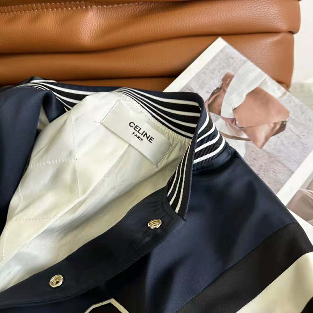 Celine Women Cropped Bomber Jacket in Thick Satin - image 8