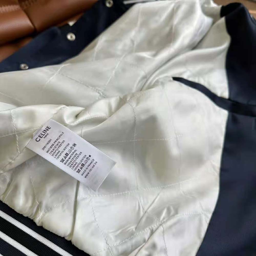 Celine Women Cropped Bomber Jacket in Thick Satin - image 9