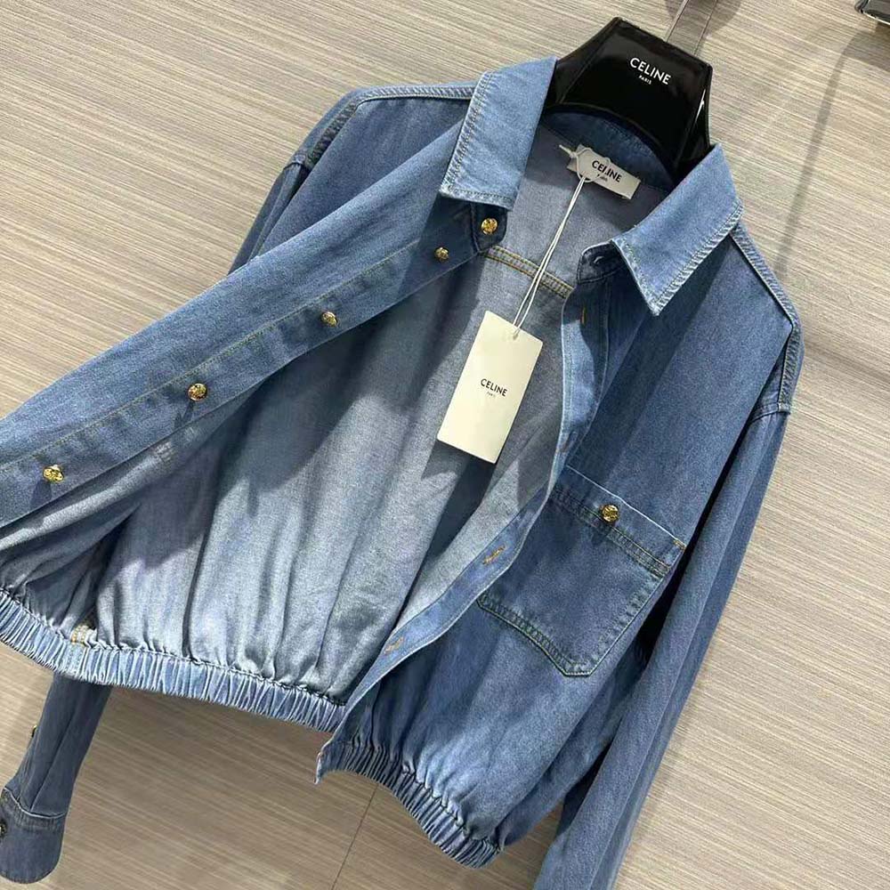 Celine Women Cropped Shirt in Union Ocean Wash Denim - image 9