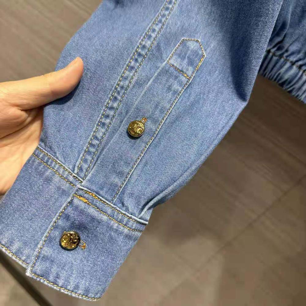 Celine Women Cropped Shirt in Union Ocean Wash Denim - image 8