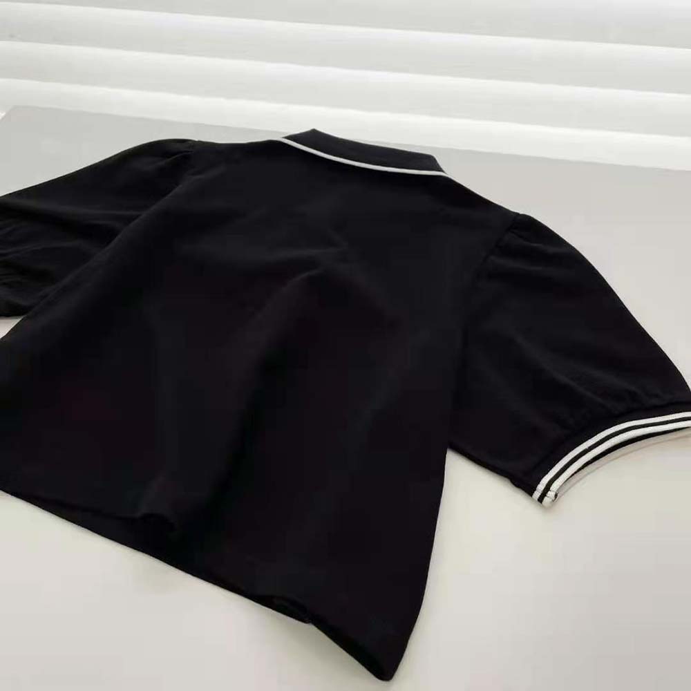 Celine Women Cropped Triomphe Polo Shirt in Cotton Piqué - image 7