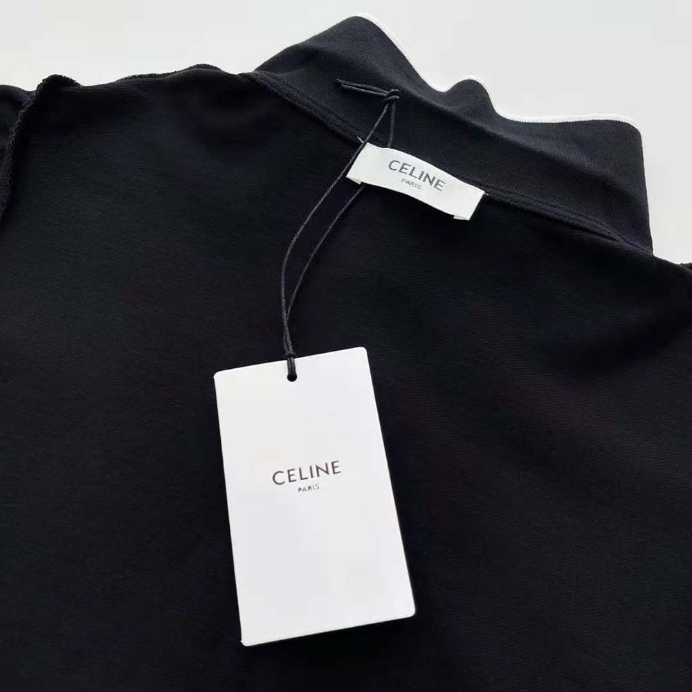 Celine Women Cropped Triomphe Polo Shirt in Cotton Piqué - image 10