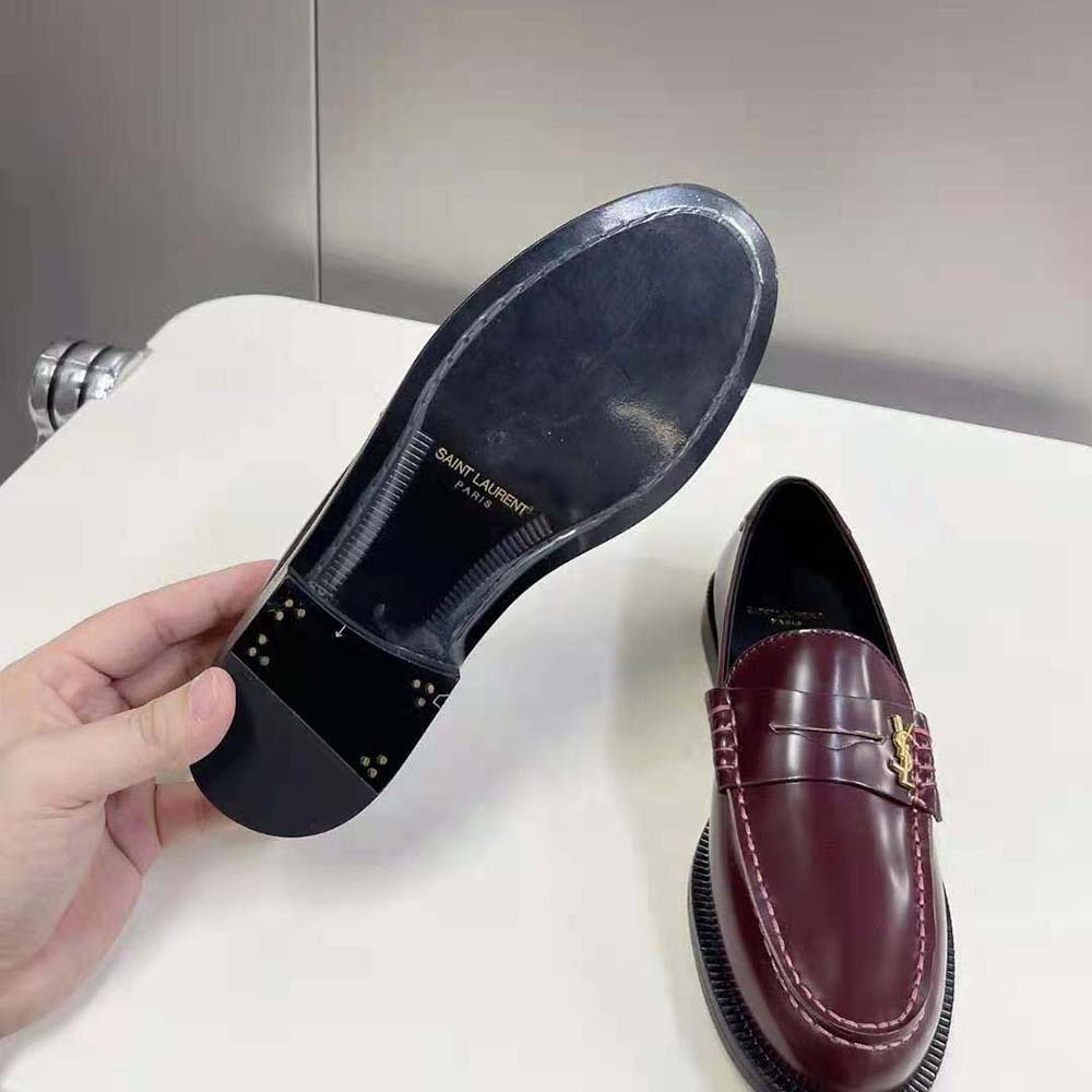 Celine Women Le Loafer Penny Slippers in Smooth Leather-Maroon - image 10