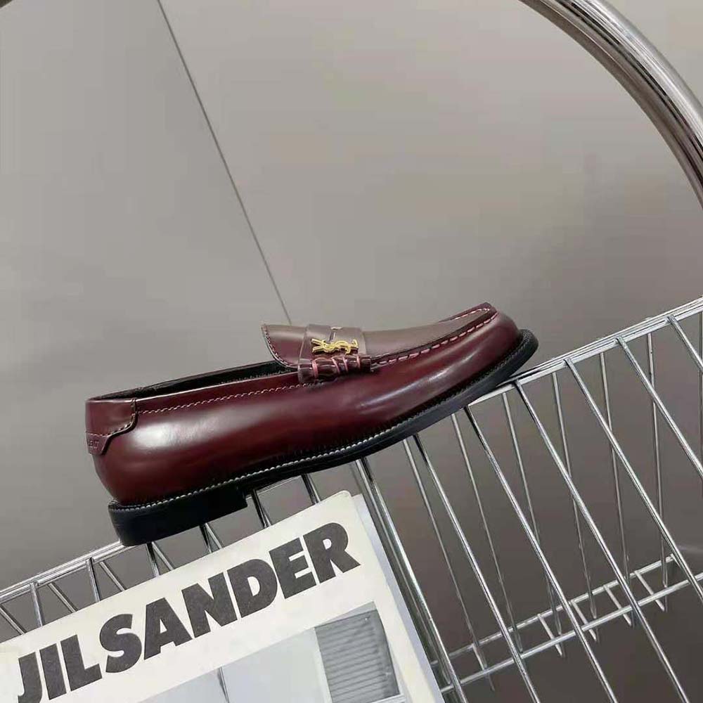 Celine Women Le Loafer Penny Slippers in Smooth Leather-Maroon - image 6