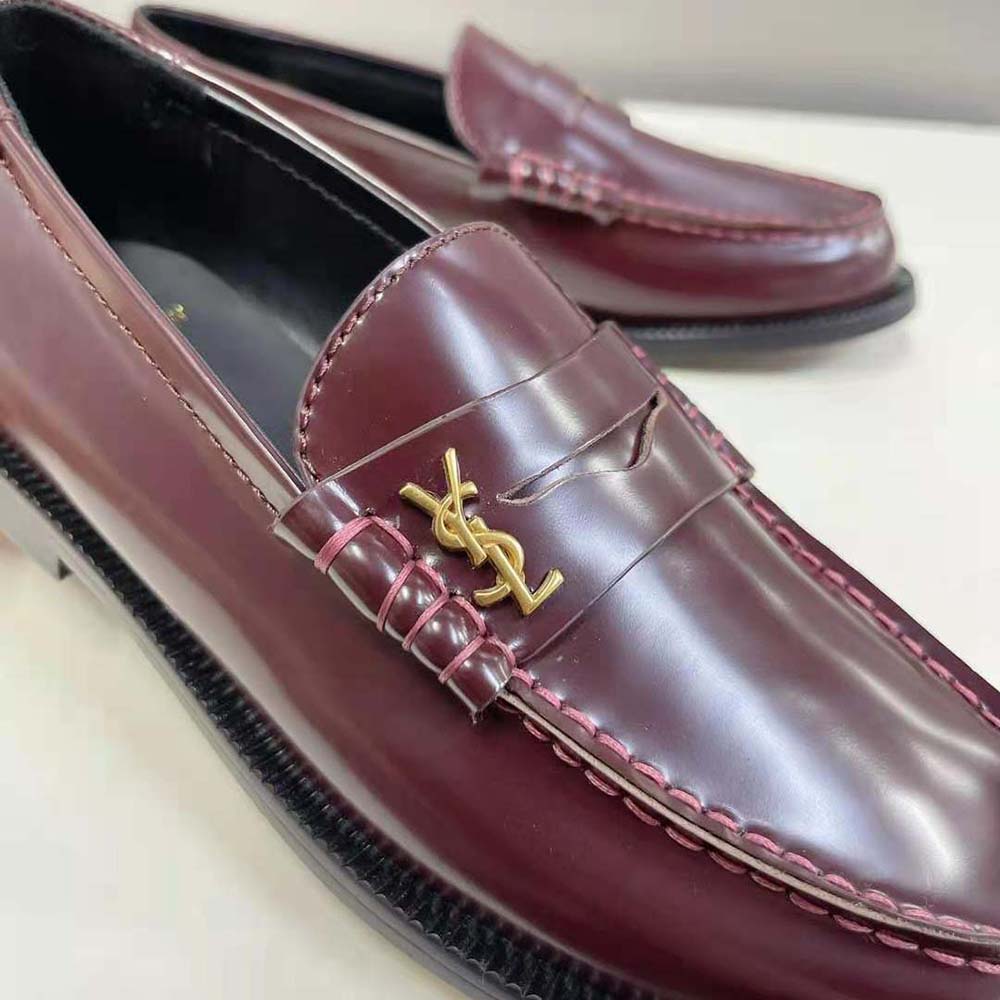Celine Women Le Loafer Penny Slippers in Smooth Leather-Maroon - image 9