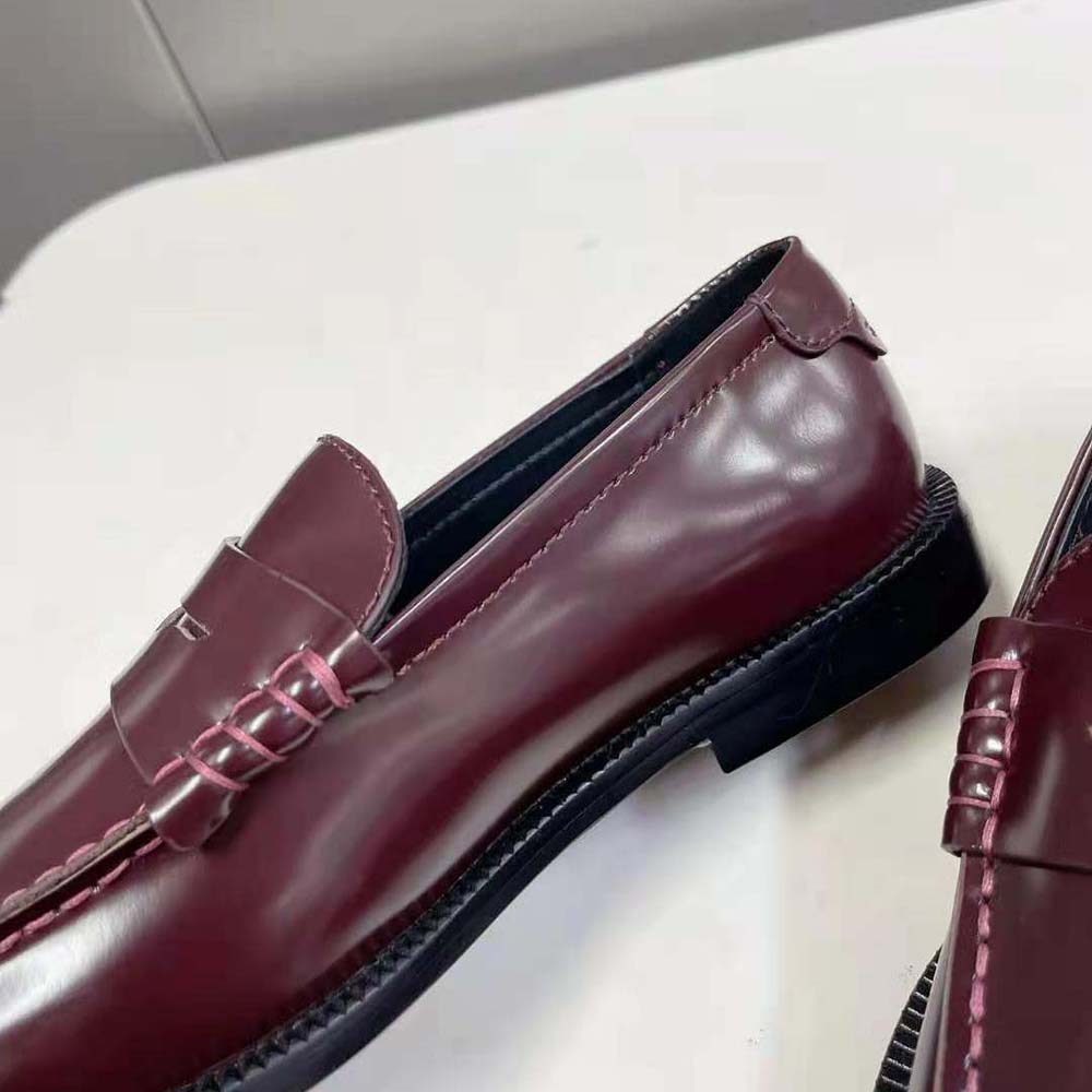 Celine Women Le Loafer Penny Slippers in Smooth Leather-Maroon - image 8