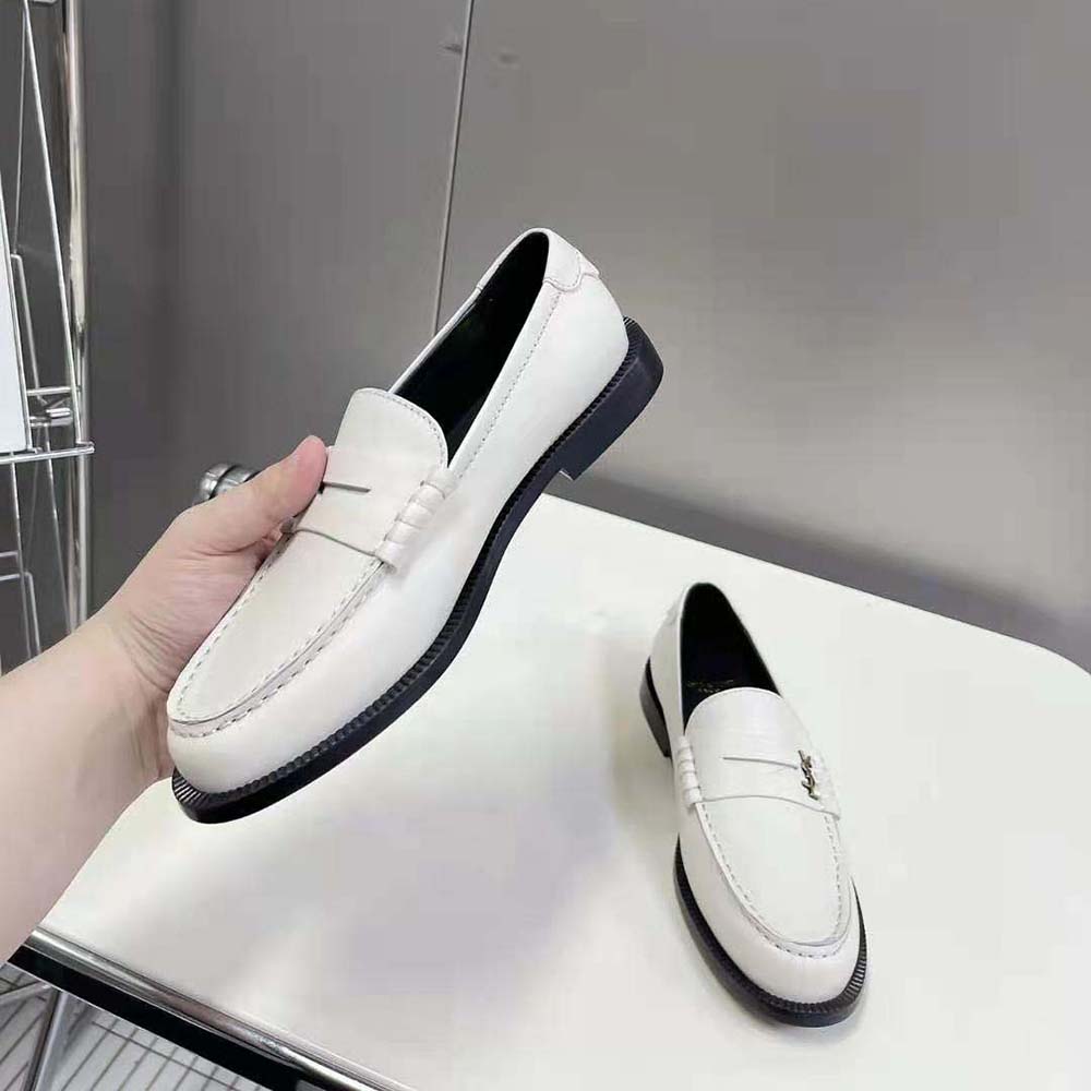 Celine Women Le Loafer Penny Slippers in Smooth Leather-White - image 4
