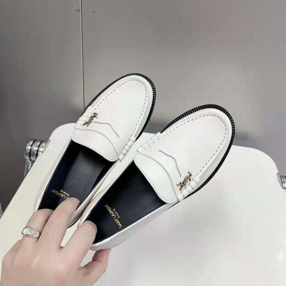 Celine Women Le Loafer Penny Slippers in Smooth Leather-White - image 5