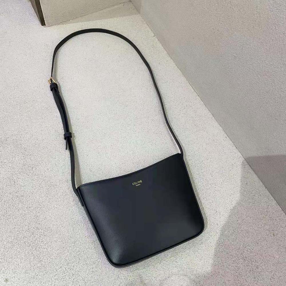 Celine Women Medium Celine Croque Bag in Shiny Calfskin-Black - image 4