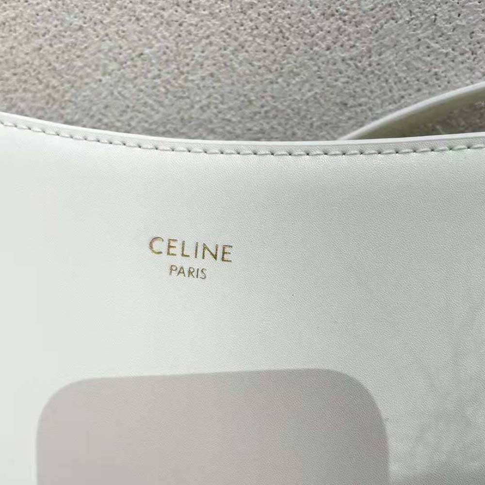 Celine Women Medium Celine Croque Bag in Shiny Calfskin-White - image 7