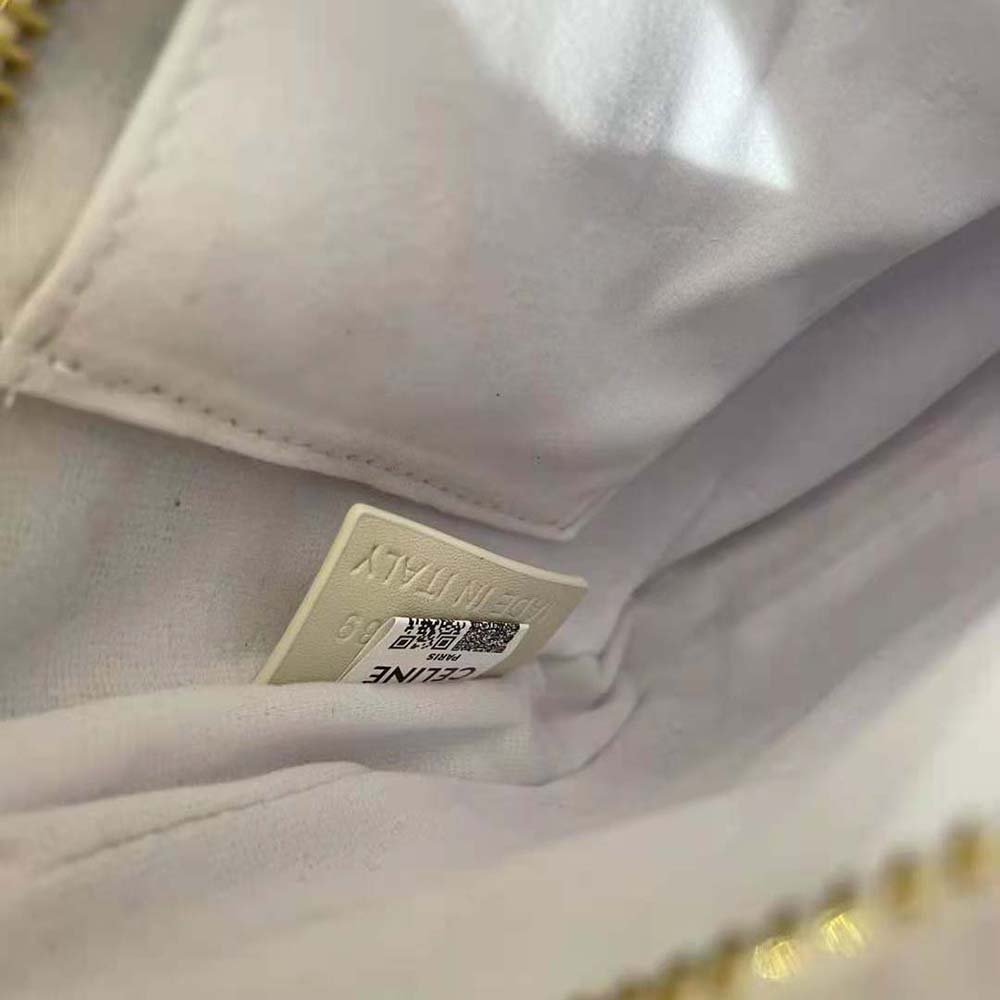 Celine Women Medium Celine Croque Bag in Shiny Calfskin-White - image 9