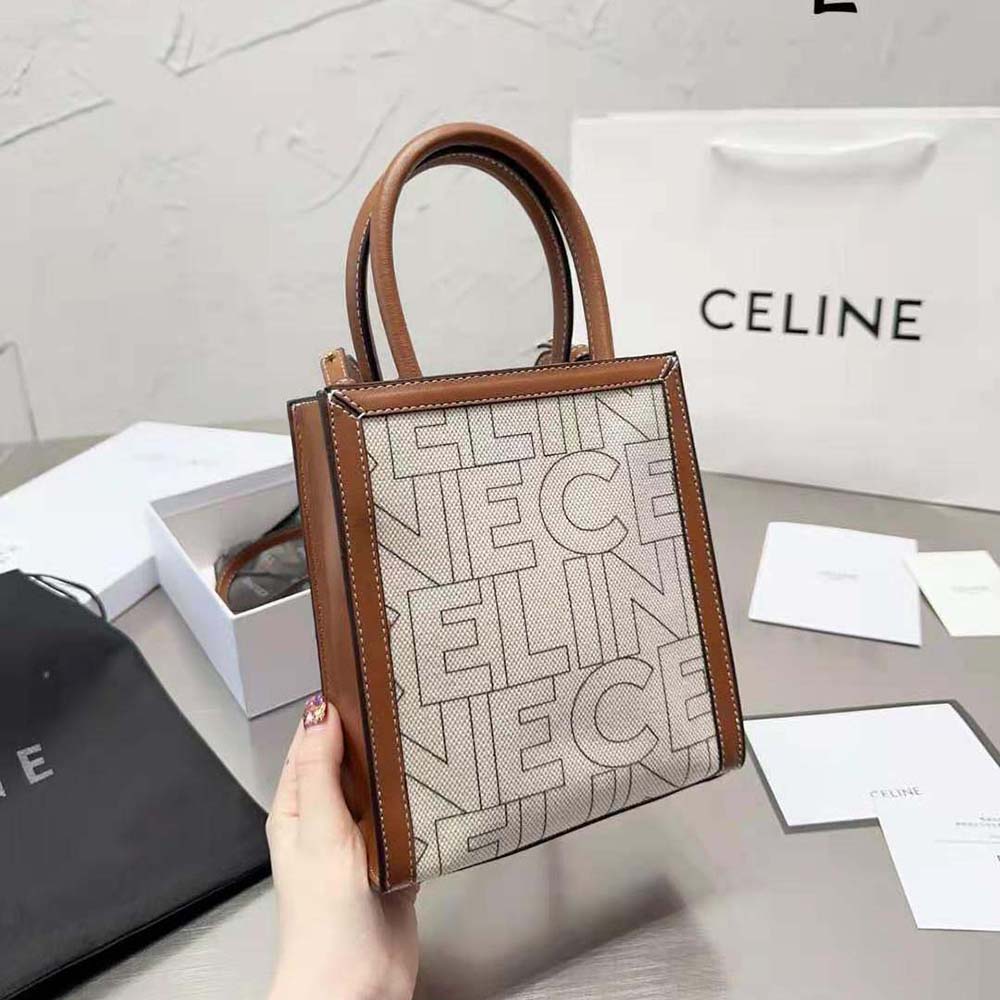 Close-up of Celine all-over print and gold-tone hardware detail