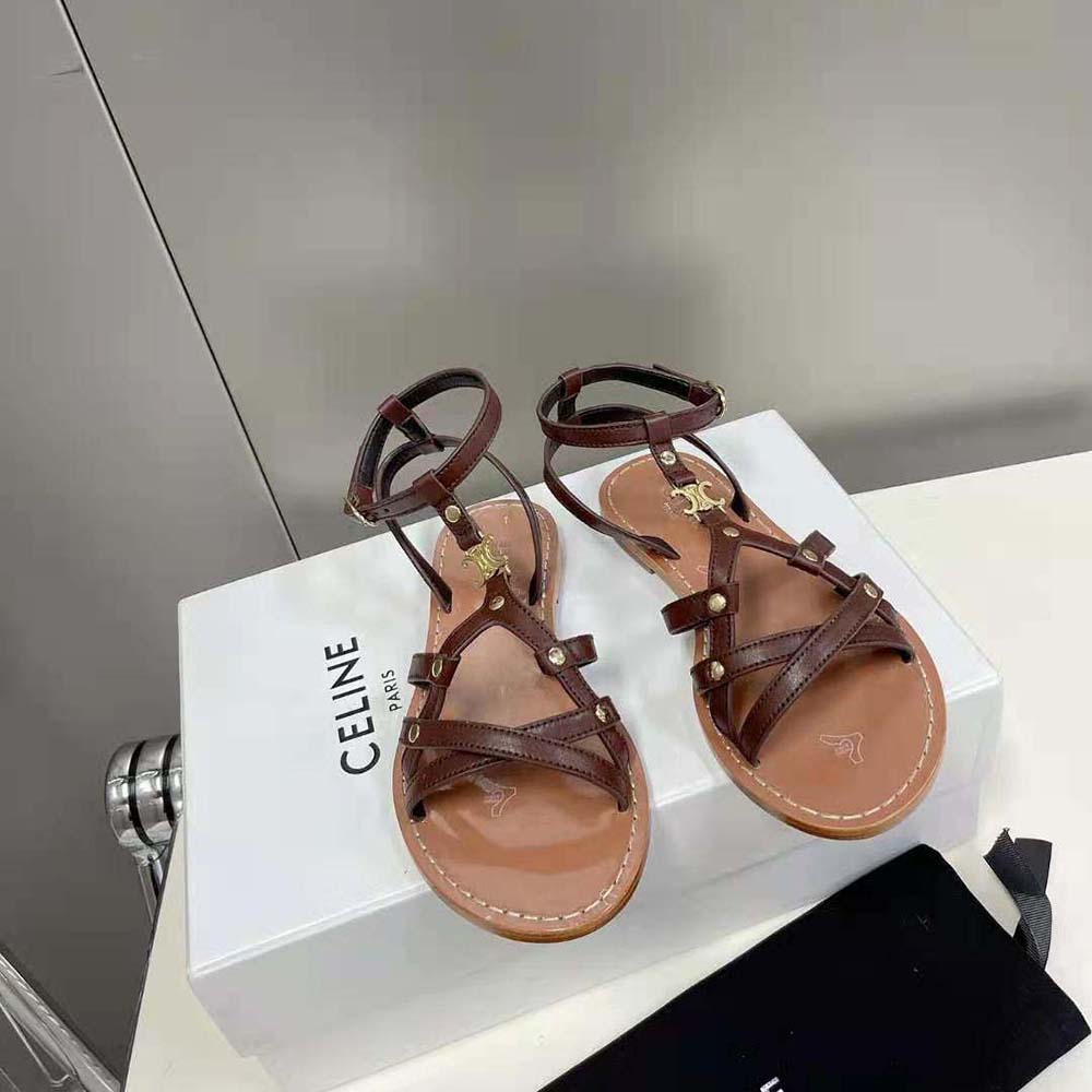 Top view showing the open-toe design of Celine Women Taillat Triomphe Sandal