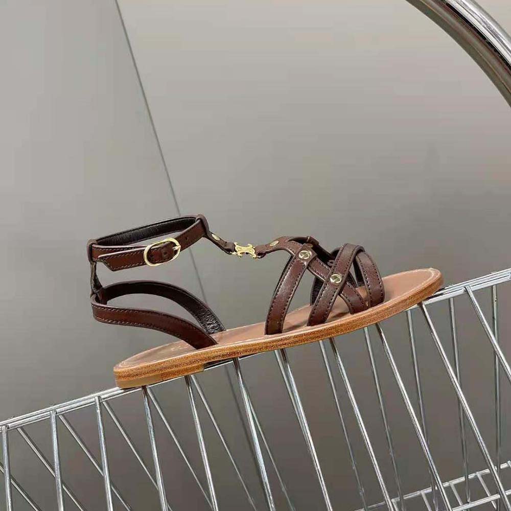Celine Women Taillat Triomphe Sandal in Vegetable-Tanned Calfskin - image 6