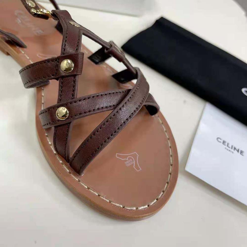Celine Women Taillat Triomphe Sandal in Vegetable-Tanned Calfskin - image 10