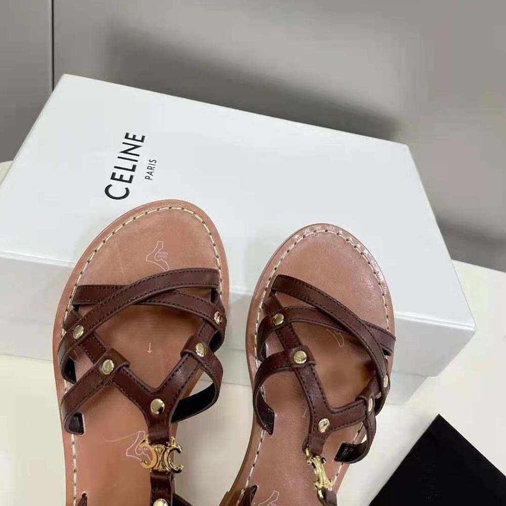 Celine Women Taillat Triomphe Sandal in Vegetable-Tanned Calfskin - image 8